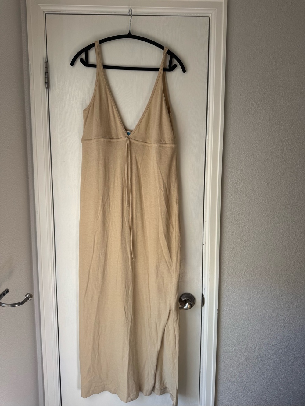 NWT Free People Neutral Beige V-Neck Maxi Slip Dress SMALL